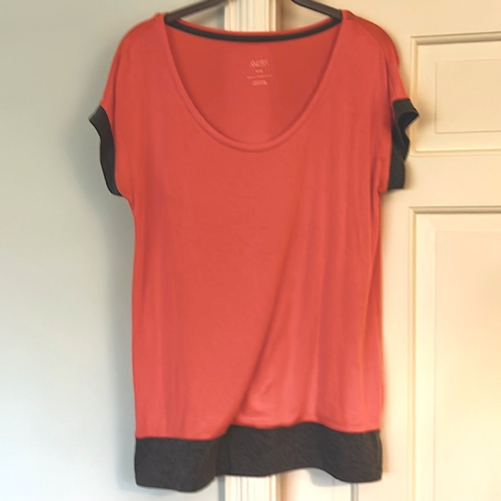 Women's Coral Top Gray Hem Band Gilligan O’Malley Long Athleisure Tunic Top M